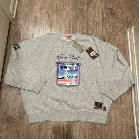 NWT Mitchell & Ness New York Rangers NHL Sweatshirt Gray Women's Size 2XL - Picture 1 of 6